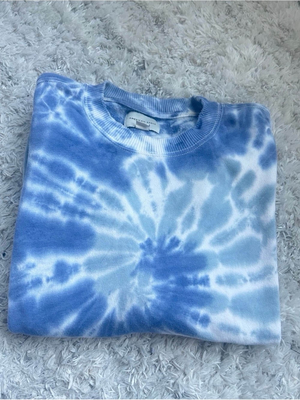 American Eagle Outfitters Blue Tie-Dye Crewneck Sweater - Blue